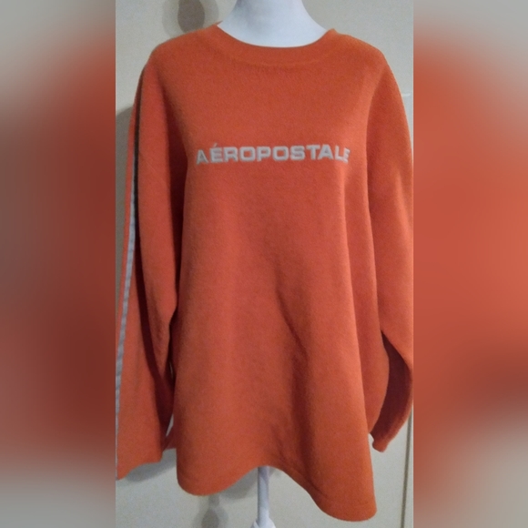 Aeropostale Aero-tec Fleece Men’s Sweatshirt Size L Orange Pullover - Picture 1 of 10
